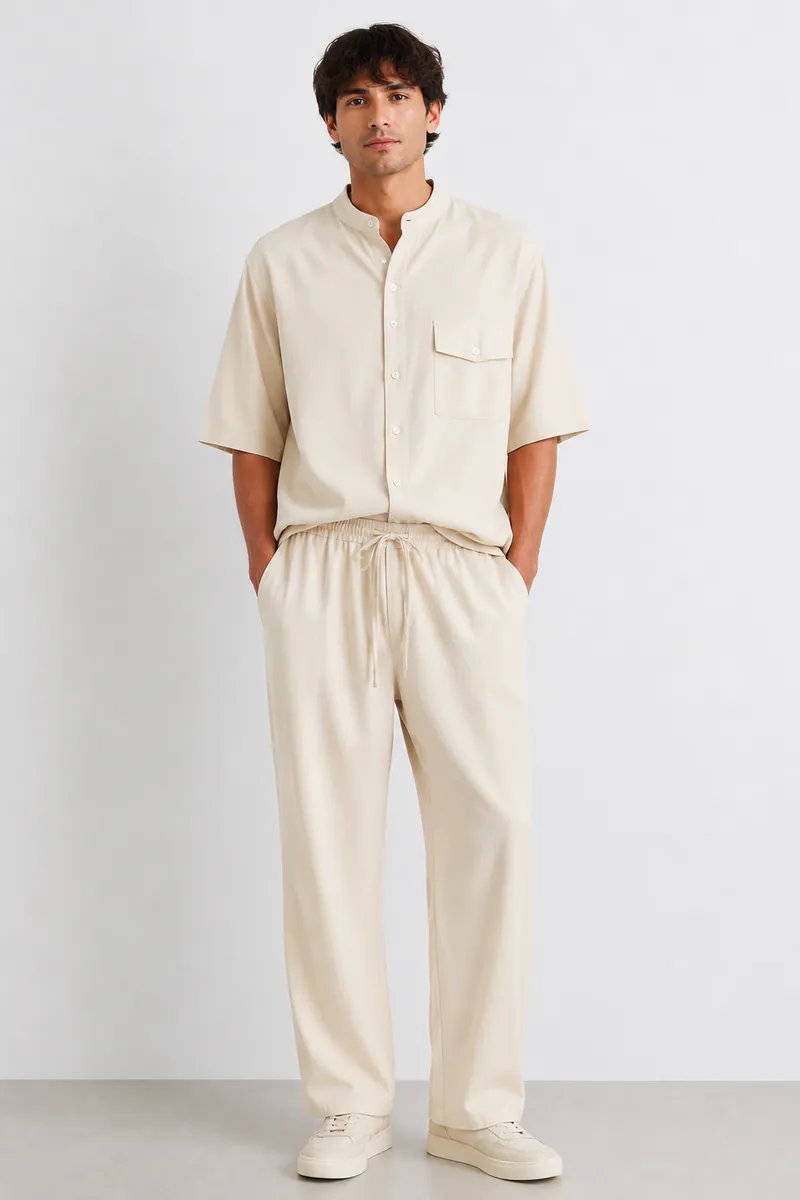 Set Lino Riviera camicia e pantalone colore sabbia